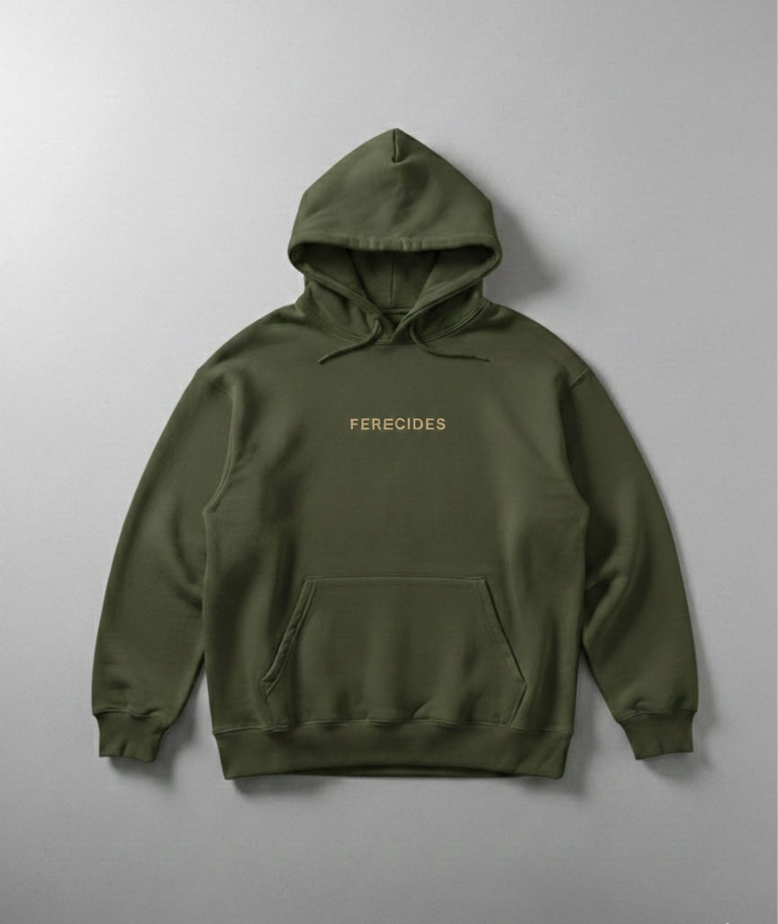 FERECIDES Minimalist Hoodie - Olive Green