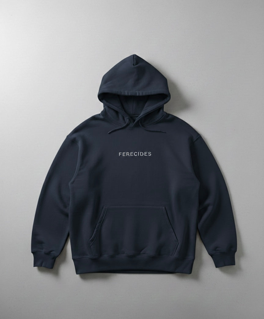 FERECIDES Minimalist Hoodie - Navy Blue.