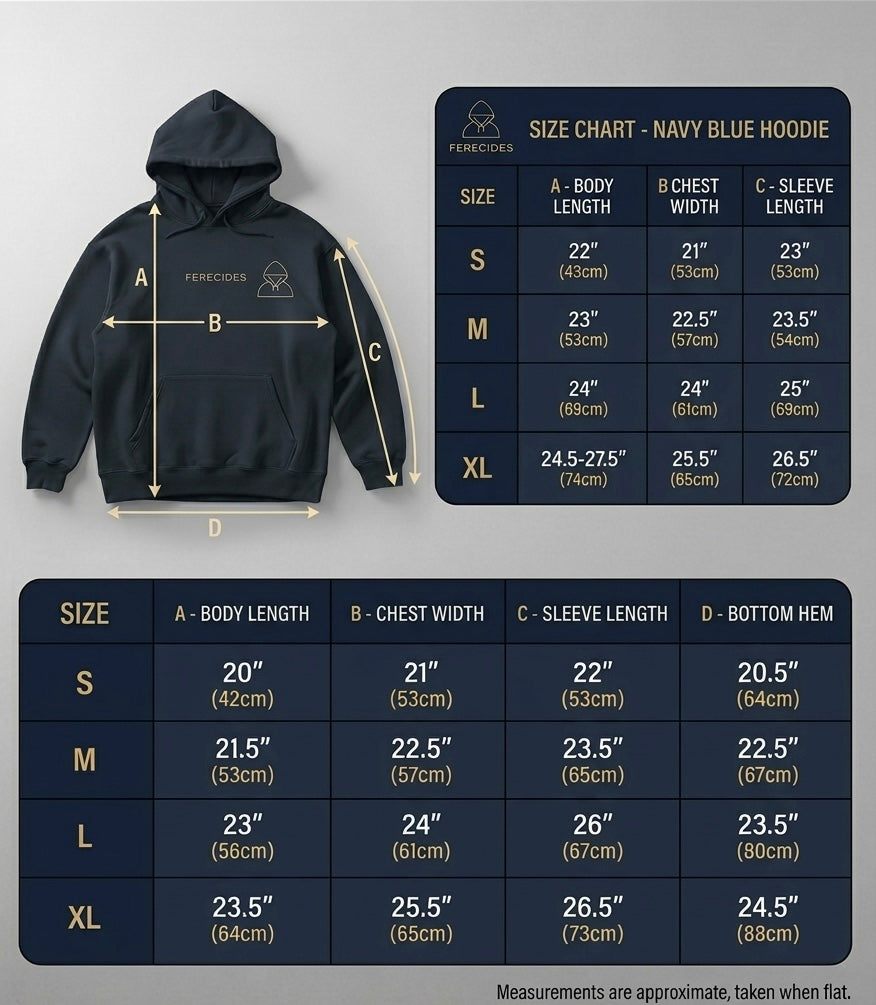 FERECIDES Minimalist Hoodie - Navy Blue.