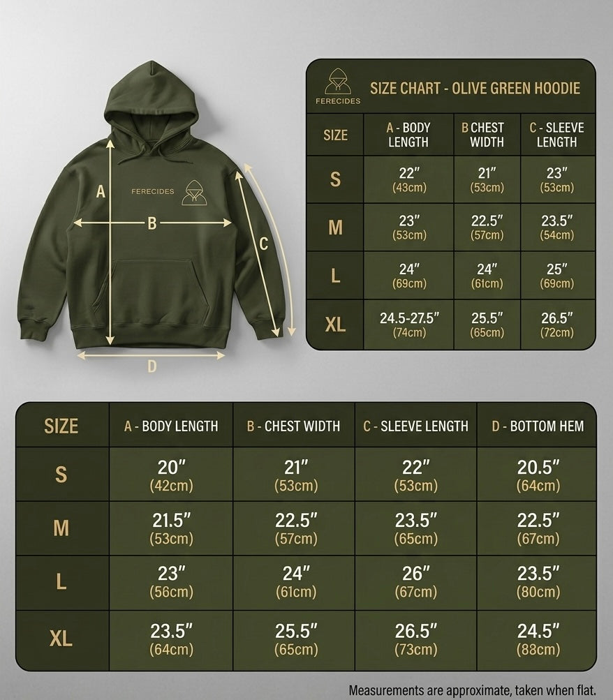 FERECIDES Minimalist Hoodie - Olive Green